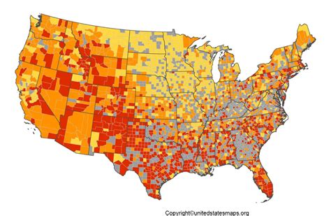 Printable US Heat Map - United States Maps