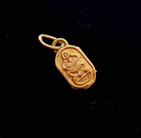 18k Solid Gold Scarab Pendant Double-sided Scarab Ancient - Etsy