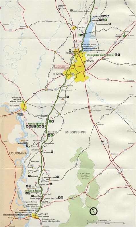 Natchez Trace Parkway National Scenic Trail, From Natchez to Jackson, Mississippi, United States ...