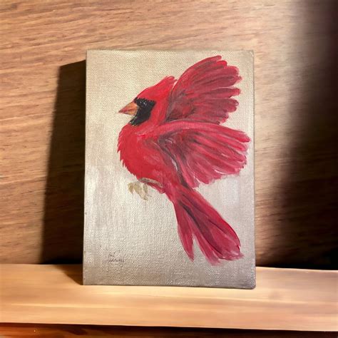 Cardinal Painting Bird Painting Original Cardinal Canvas - Etsy