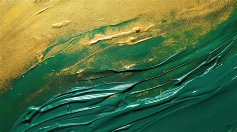 Abstract Paint Texture Lustrous Gold Smear On A Deep Green Background, Paint Art, Paint Texture ...