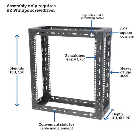 RackSolutions 8U-15U Open Frame Wall Mount Rack