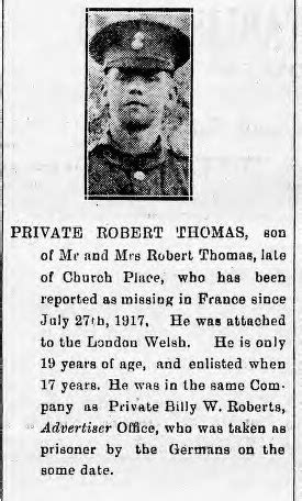 Thomes, Robert Pte 291046 15 RWF KIA 27.07.17 Ww1 Soldiers, Wwi, Killed In Action, Never Grow ...