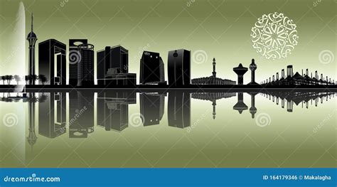 Jeddah City of Saudi Arabia Skyline Stock Illustration - Illustration ...