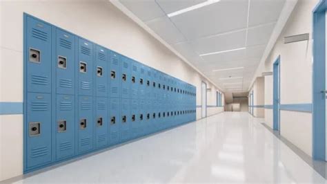 Empty School Hallway And Lockers | Stock Video | Pond5