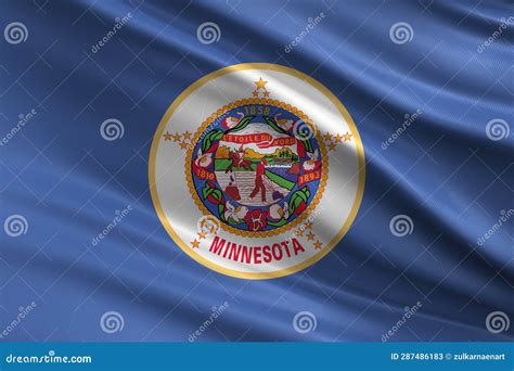 Minnesota Flag with Fabric Texture, Official Colors, 3D Illustration ...