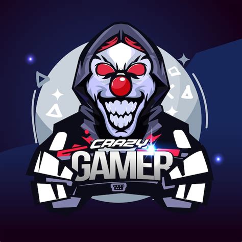 Premium Vector | Crazy gamer. joker gamer concept. e-sport logo ...