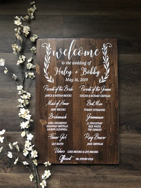 Bridal Party Sign | Wedding Program Sign |Wedding Welcome Sign ...