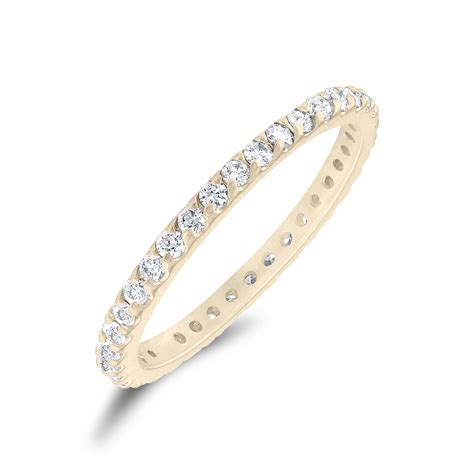 Yellow Gold Diamond Eternity Ring, Stackable Wedding Band, Womens ...