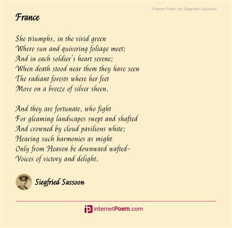 France Poem by Siegfried Sassoon