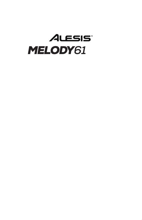 User manual Alesis Melody 61 MKII (English - 36 pages)