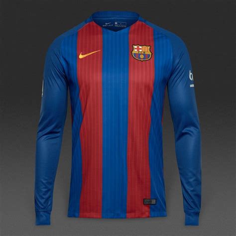 Barcelona 2016/17 Home Men Long Sleeve Soccer Jersey Personalized Name ...