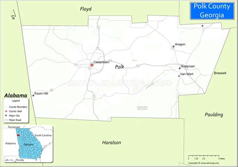 Map of Polk County, Georgia - Where is Located, Cities, Population ...