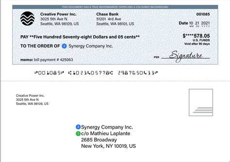 CASE 2: Check payment is issued to a company & sent to a specific person in a company. - Checkflo