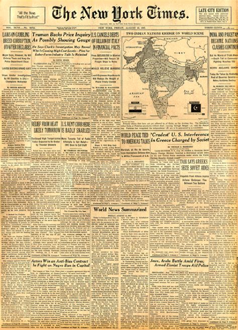 August 15 1947, Newspapers , Indian independence news | Photobundle