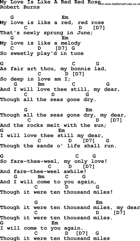 Top 1000 Folk and Old Time Songs Collection: My Love Is Like A Red Red Rose - Lyrics with Chords ...