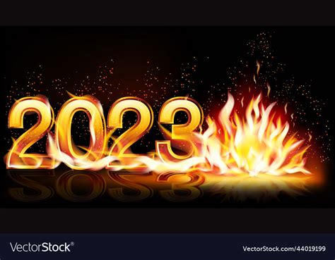 Happy 2023 new year fire banner Royalty Free Vector Image