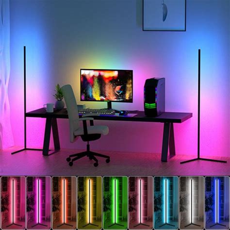 Remote RGB Corner Floor Lamp Changing Lighting Dimmable LED Modern Floor Lamp With Remote 56 ...