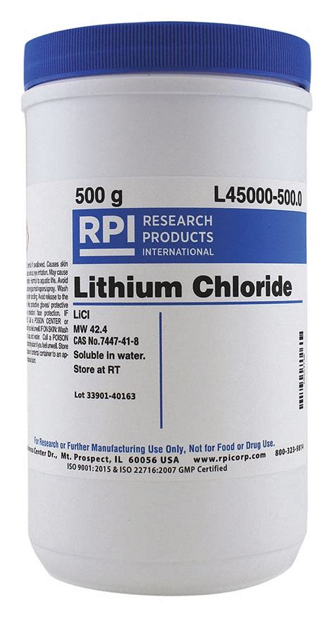 RPI Lithium Chloride, Powder, 500 g, 1 EA - 31FZ80|L45000-500.0 - Grainger