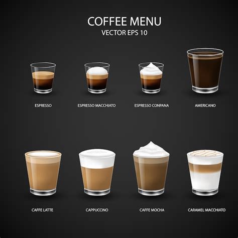 Premium Vector | Hot Coffee menu in glass cup from Espresso machine for ...