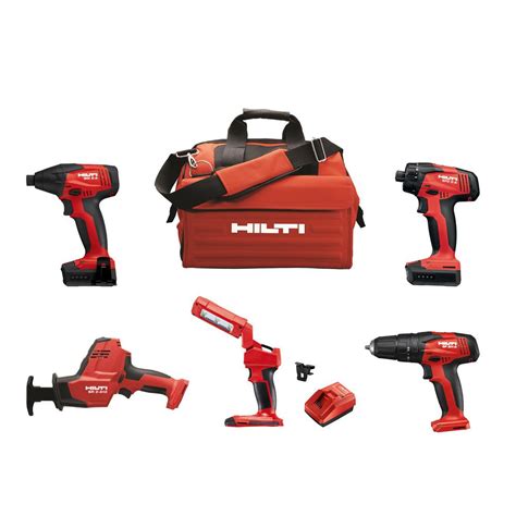 Hilti 12-Volt Cordless 5-Tool Combo with Recip Saw Hammer Drill Driver Impact Driver 4.0 Li-Ion ...