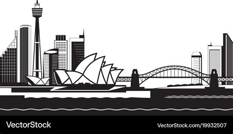 Sydney skyline by day Royalty Free Vector Image