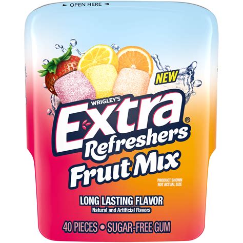 Extra Refreshers Fruit Mix Sugar Free Chewing Gum – 40 ct Bottle