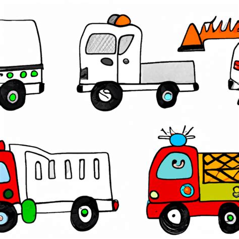 Funny Drawing Types of Trucks · Creative Fabrica