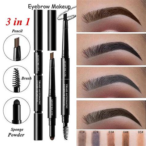 Eyebrow Pencil 3 in 1 Waterproof Eyebrow Pencil Powder Eye Brow Brush Pigment Beauty Makeup Kit ...