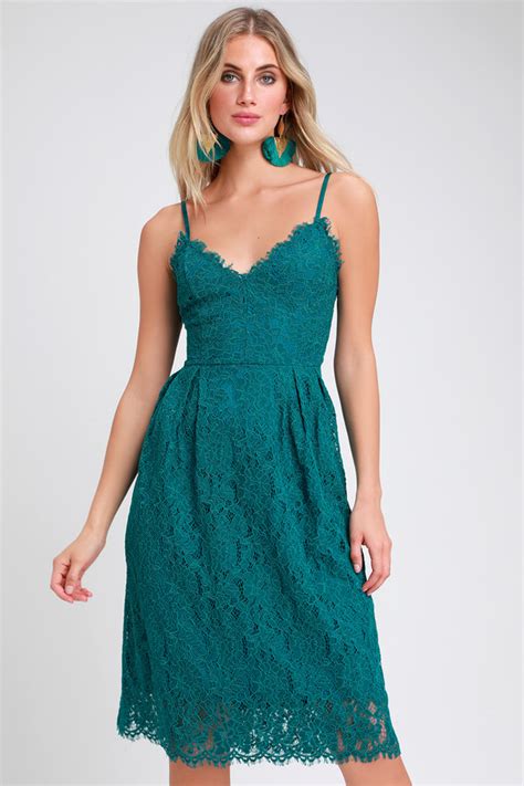 Cute Teal Blue Dress - Teal Blue Lace Dress - Lace Midi Dress - Lulus