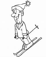 Skiing Coloring Page  Happy Kid Downhill Home sketch template