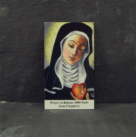 Catholic prayer card St. Gertrude Purgatory prayer