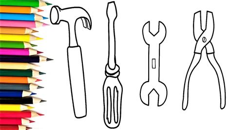 How to Draw Repair Tools Set Toys Coloring Pages and Drawing for Kids | Coloring Book for ...