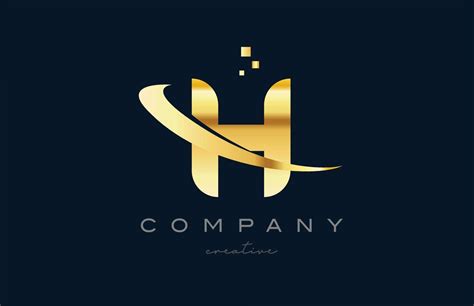 gold golden H alphabet letter logo icon design. Creative template for business and company with ...