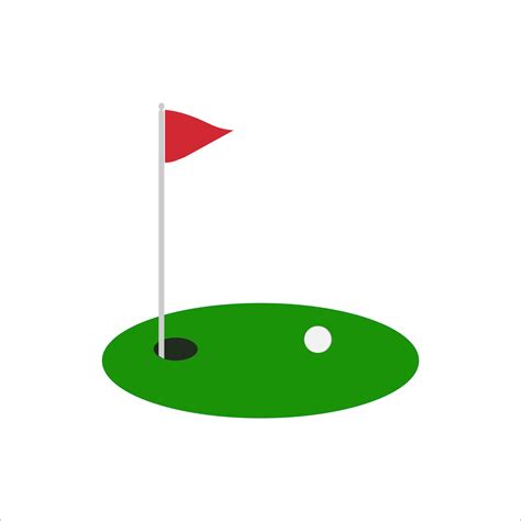 Golf red flag on green grass and hole. Isolated on white background ...