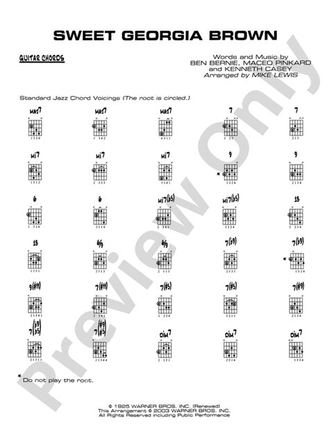 Sweet Georgia Brown: Guitar Chords: Guitar Chords Part - Digital Sheet ...