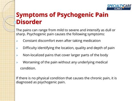 PPT - Psychogenic Pain Disorder Symptoms and Treatment PowerPoint Presentation - ID:11289062