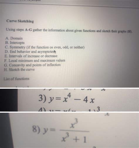 Solved UR. Curve Sketching Using steps A-G gather the | Chegg.com