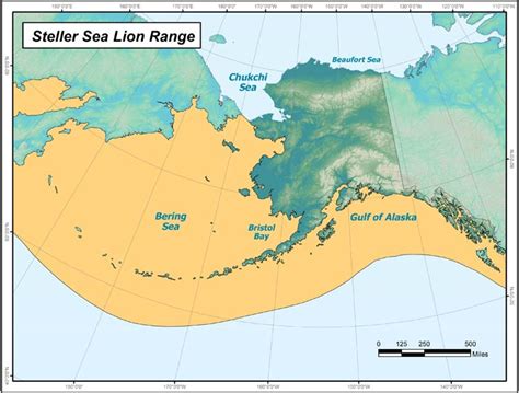 Steller Sea Lion Range Map, Alaska Department of Fish and Game