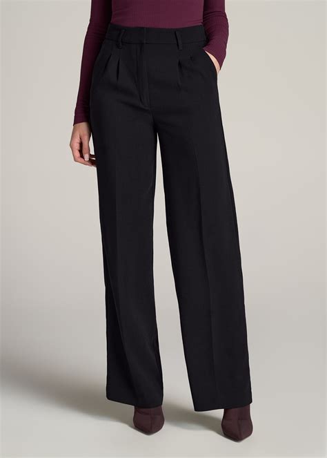 Women's Tall Wide Leg Pleated Dress Pants Black | American Tall