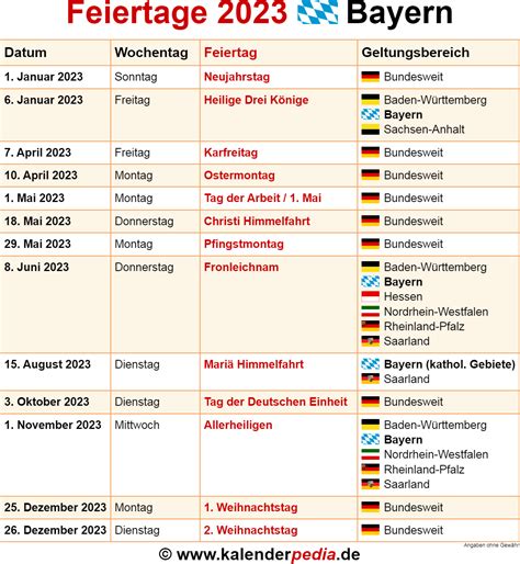Feiertage Bayern 2023 - Kalenderpedia