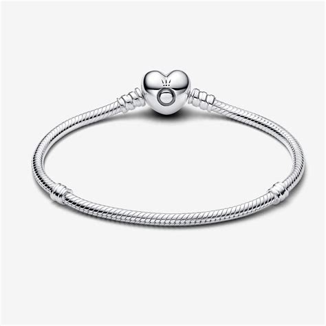 Silver Charm Bracelet with Heart Clasp | Sterling silver | Pandora US