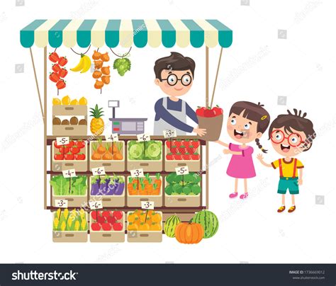 Green Grocer Shop Various Fruits Vegetables Stock Vector (Royalty Free) 1736669012 | Shutterstock