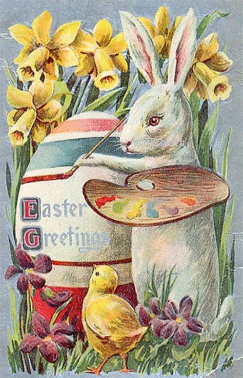 5 Digital Victorian Vintage Easter Postcards Images for Crafting Scrapbooking Angel Rabbit Bunny ...