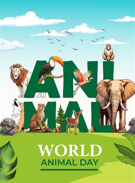 World animal day wildlife illustration vector template 27991322 Vector Art at Vecteezy