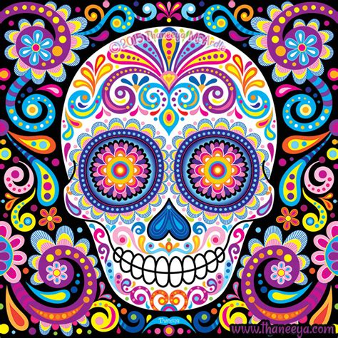 Day of the Dead Art: A Gallery of Colorful Skull Art Celebrating Dia de ...