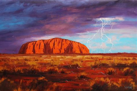 Uluru Outback Australia Painting by artsaus on deviantART | Sunset ...