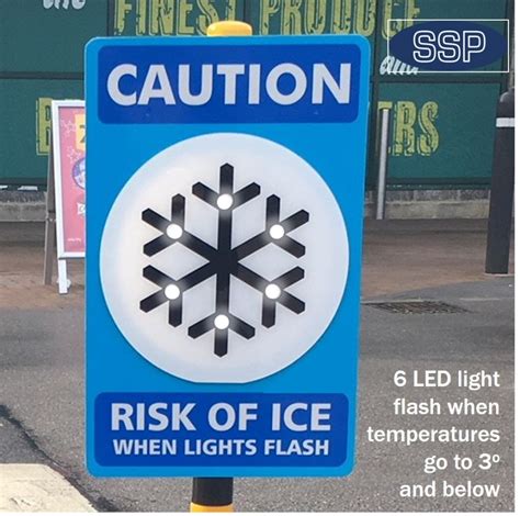 Freestanding Reflective Ice Sign with Early Warning LED Flashing Lights | SSP Direct