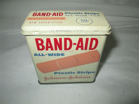 Vintage metal band-aid box Johnson and Johnson collectible