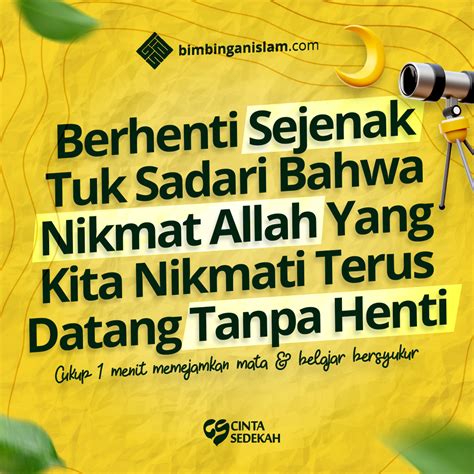 Poster Islami Cukup 1 menit memejamkan mata belajar bersyukur - BimbinganIslam.com